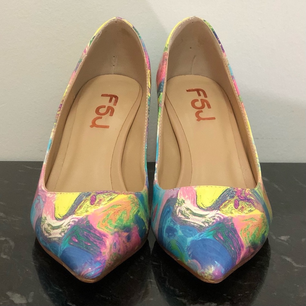 FSJ Classic Kitten Heels Pointy Closed Toe Pumps